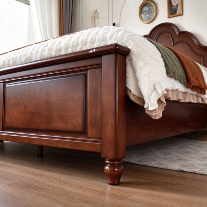 Scalloped Crown Solid Wood Bed
