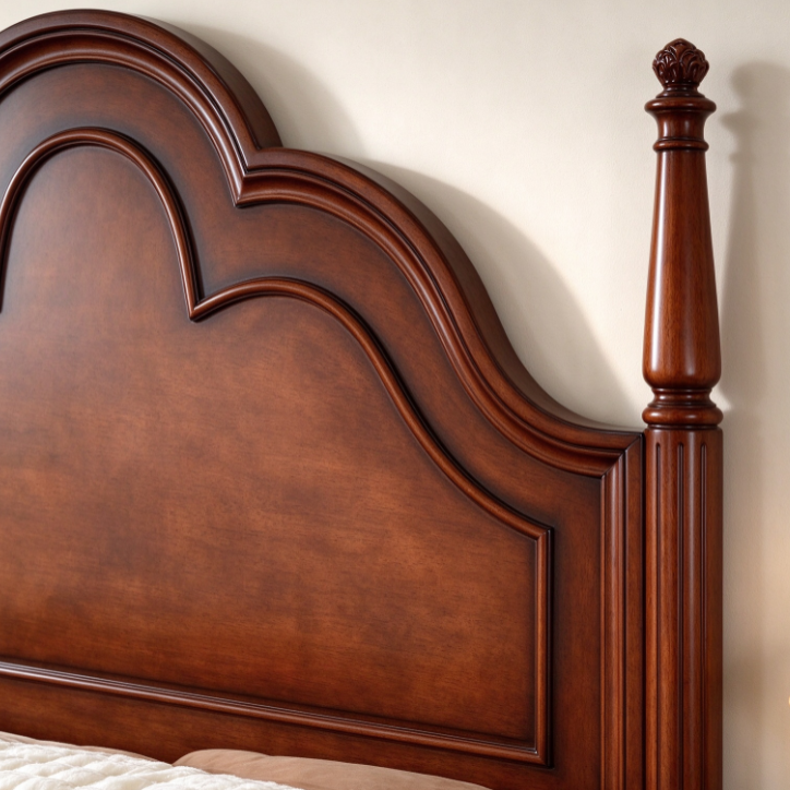 Scalloped Crown Solid Wood Bed