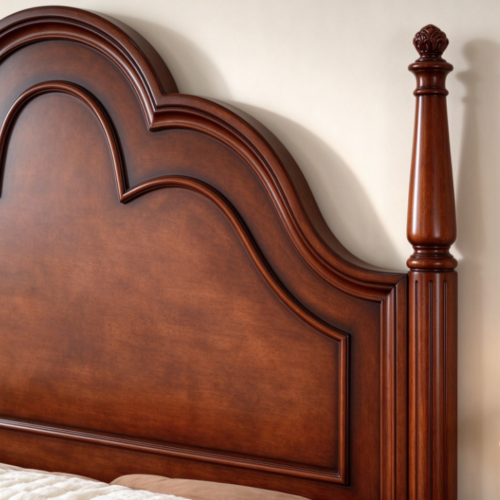 Scalloped Crown Solid Wood Bed - Bedroom furniture - QONKA HOME