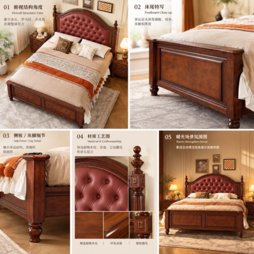 Upholstered Solid Wood Bed - Bedroom furniture - QONKA HOME