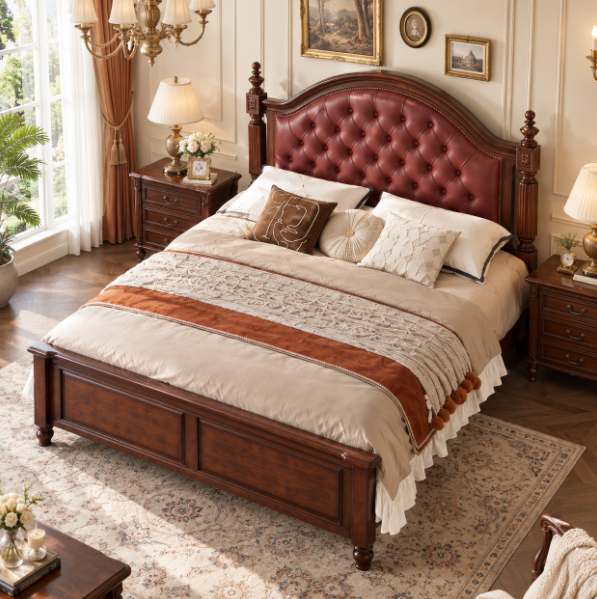 Upholstered Solid Wood Bed