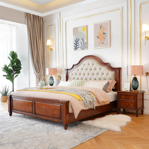 Traditional Solid Wood Bed - Bedroom furniture - QONKA HOME
