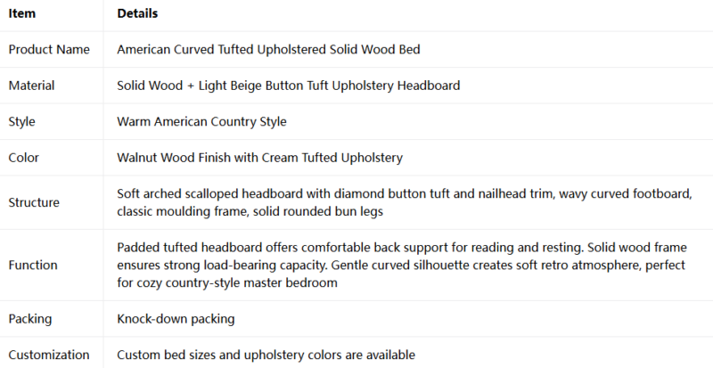Traditional Solid Wood Bed