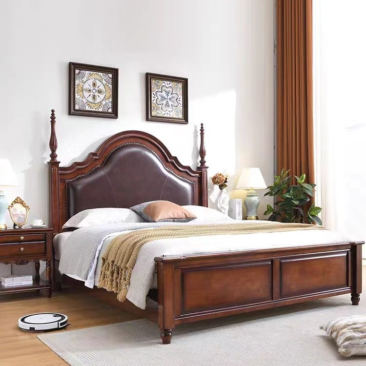 Bed With Leather Upholstered Headboard - Bedroom furniture - QONKA HOME