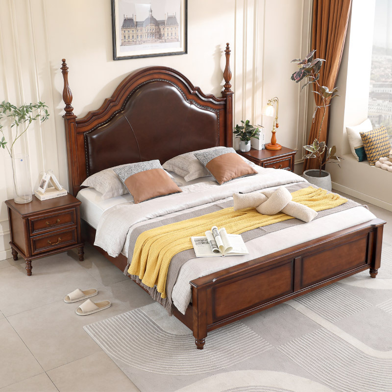 Vintage Carved Solid Wood Bed Frame
