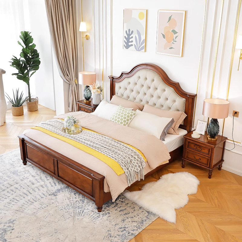 Vintage Scalloped Top Wooden Bed