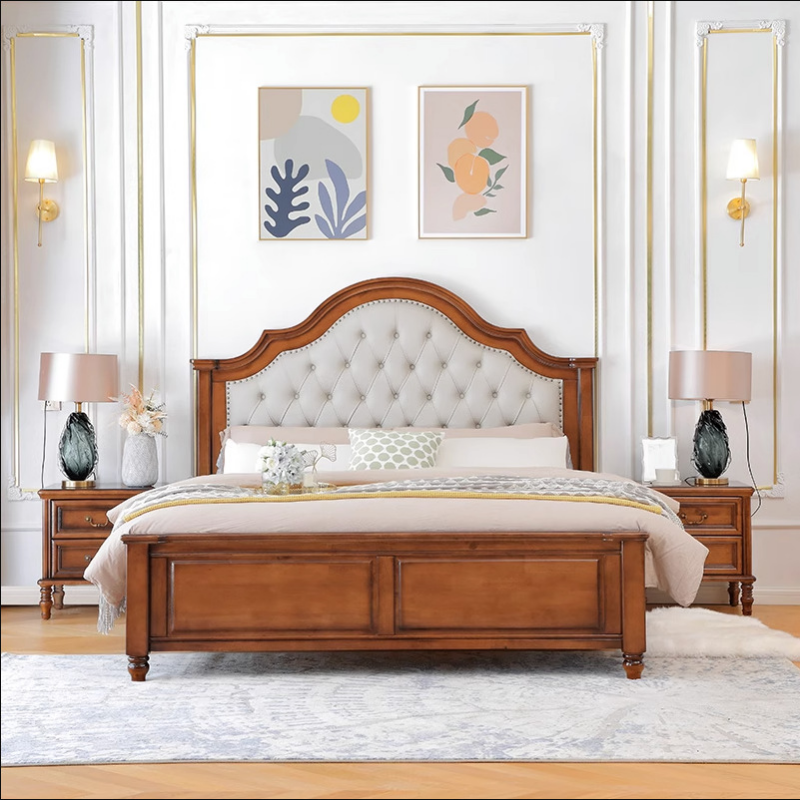 Vintage Scalloped Top Wooden Bed