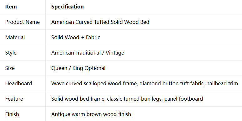 Vintage Scalloped Top Wooden Bed