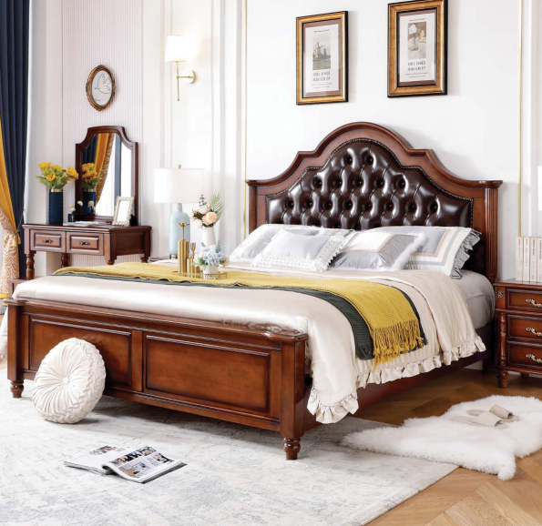 Retro Curved Wooden Bed