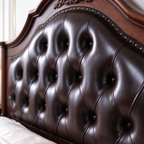 Retro Curved Wooden Bed - Bedroom furniture - QONKA HOME