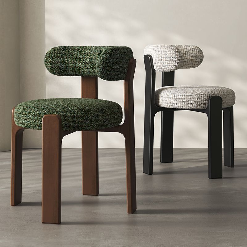 Nordic Hug‑Style Solid Wood Dining Chair Wraparound Back Upholstered Side Chair Optional Chenille Fabric Or PU Leather