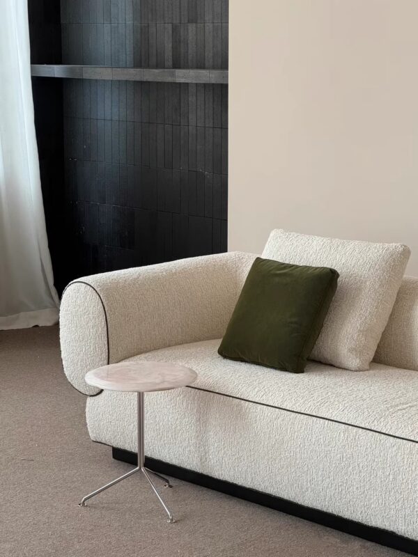 QONKA Solid Wood Dining Chair Leather, lamb wool Upholstered Cushion product detail image
