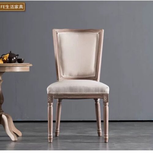 QONKA Solid Wood Dining Chair Leather, lamb wool Upholstered Cushion product detail image