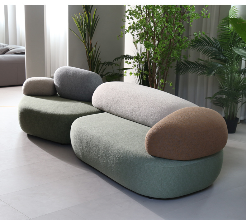 QONKA Pebble-Patterned Sofa for Villas and Apartments: Light Luxury and Sophistication product detail image