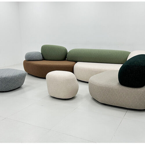QONKA Pebble-Patterned Sofa for Villas and Apartments: Light Luxury and Sophistication product detail image