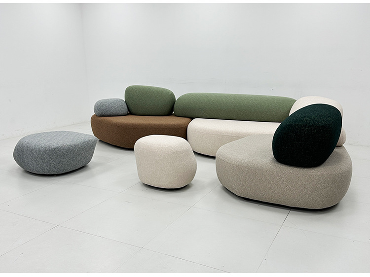 QONKA Pebble-Patterned Sofa for Villas and Apartments: Light Luxury and Sophistication product detail image