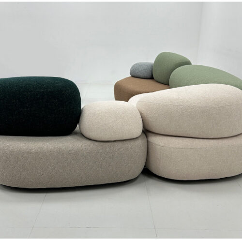 QONKA Pebble-Patterned Sofa for Villas and Apartments: Light Luxury and Sophistication product detail image