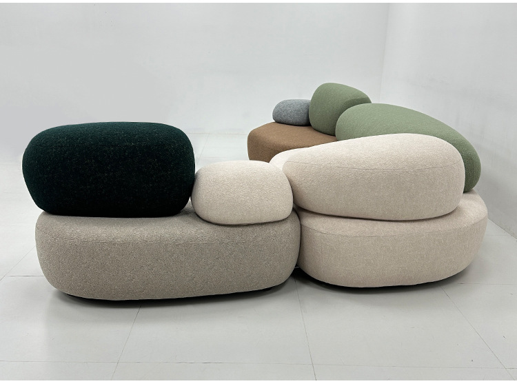 QONKA Pebble-Patterned Sofa for Villas and Apartments: Light Luxury and Sophistication product detail image