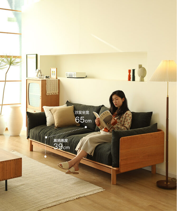 QONKA Modern Round Clear Glass Coffee Table, Transparent Acrylic & wooden Leg Minimalist Center Table For Living Roo product detail image