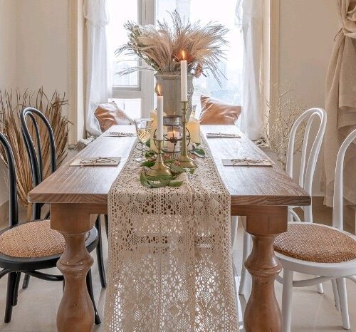 Farmhouse Solid Pine Wood Dining Table Rectangular Turned Pedestal Leg Vintage Dining Table for Home Dining Room - Dining ...