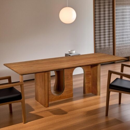Rectangular Solid Wood Dining Table Arch Cutout Leg Minimalist Dinner Table Pine / Ash / Red Oak Optional - Dining table -...