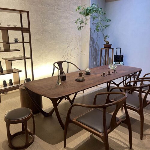Artistic Branch‑Shape Leg Solid Wood Dining Table, Ash / Black Walnut Wood Optional, Designer Rectangular Dining Table f...