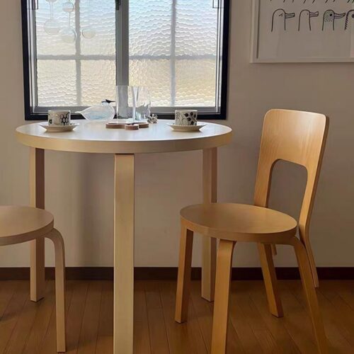 Solid Wood Artek Designer Dining Chair Cream Style Vintage China Origin Home Furniture - Solid wood dining chair - QONKA HOME