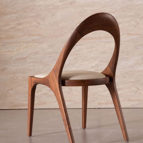 Designer Hollow Dining Chair, Premium Walnut / Ash Solid Wood Leisure Chair For Dining Room & Cafe - Solid wood dinin...
