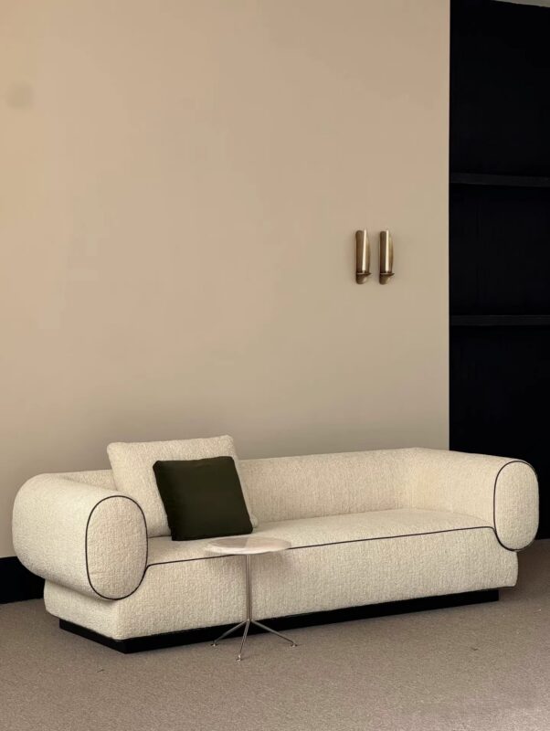 QONKA French Vintage Yellow Upholstered Sofa, Beautiful Velvet Sofa product detail image