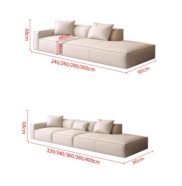 Italian-style, Light-luxury, Minimalist Modern Sofa with Straight-line Cushions
