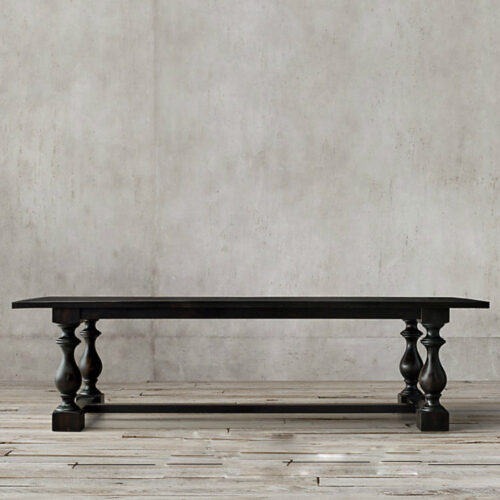 Farmhouse Solid Pine Wood Dining Table Rectangular Turned Pedestal Leg Vintage Dining Table for Home Dining Room - Dining ...