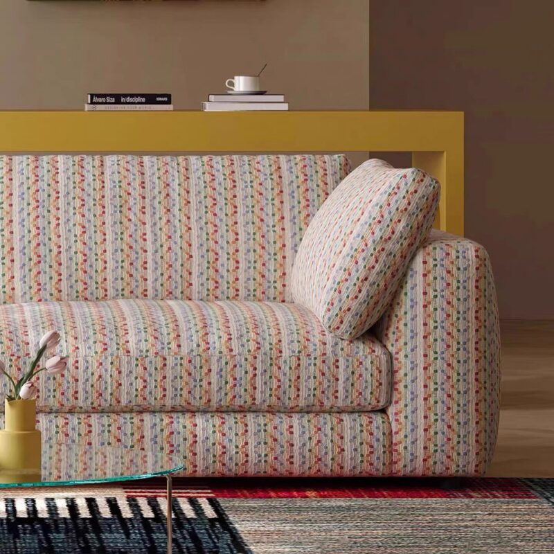 QONKA Italian Minimalist Sofa, Modular Sofa, Cream-Colored Tofu Block Sofa Set product detail image