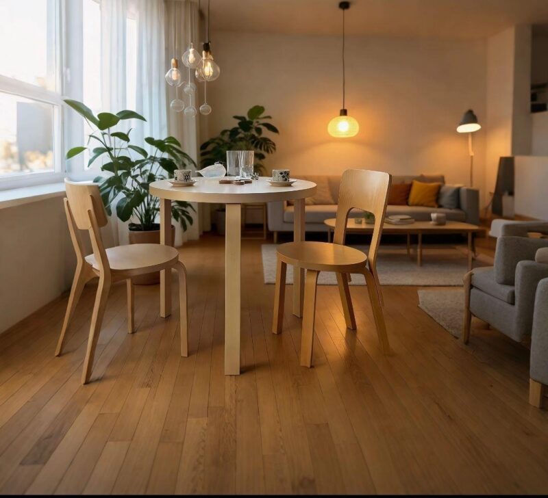 Solid Wood Artek Designer Dining Chair Cream Style Vintage China Origin Home Furniture