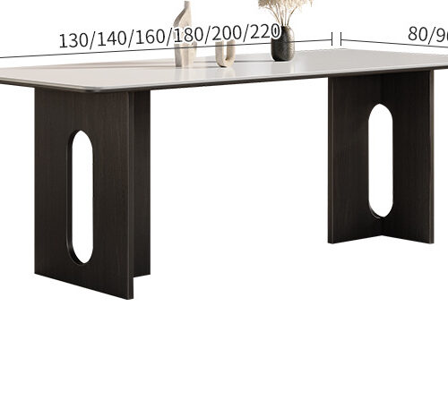 Modern Dining Table Sintered Stone Top with Solid Wood Legs for Home Dining Room - Dining table - QONKA HOME