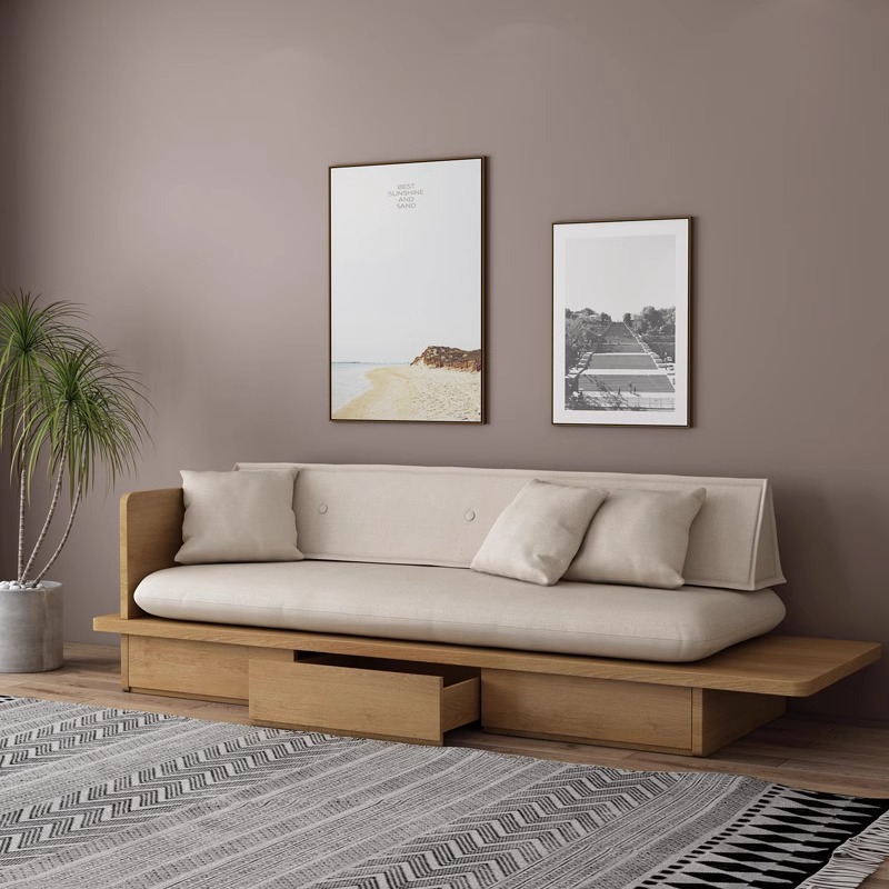 QONKA Modern Round Clear Glass Coffee Table, Transparent Acrylic & wooden Leg Minimalist Center Table For Living Roo product detail image