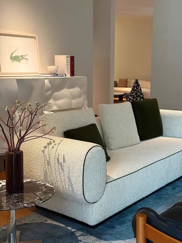 QONKA French Retro Modular Sofa, Modern Minimalist, Sky Blue product detail image
