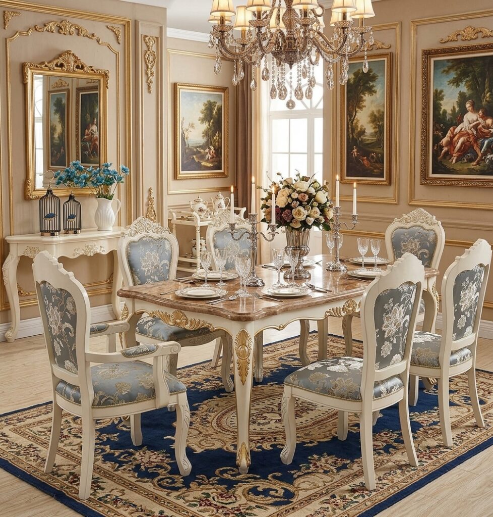 Luxurious Cream & Gold Carved Wood Dining Chair Leather Tufted Accent Armchair with Crystal Buttons for Hotel & ...