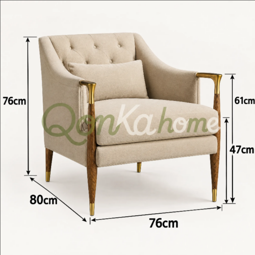 Modern and Elegant Tufted Casual Armchair, Solid Wood Legs and Armrests - Living room furniture - QONKA HOME