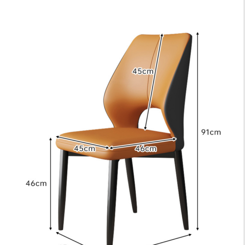Modern Minimalist Metal  Dining Chair, Comfortable Upholstered pu Leather - Metal dining chair - QONKA HOME