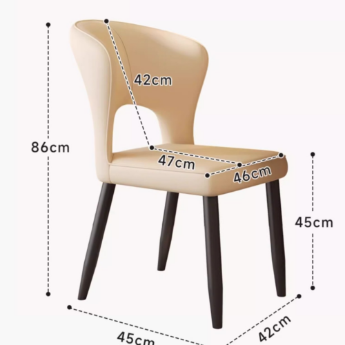 Modern Hollow Cutout Back Dining Chair PU Leather Upholstered Accent Metal Chair - Metal dining chair - QONKA HOME
