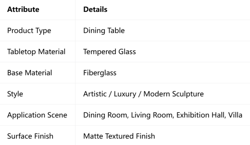 Art Hand Sculpture Dining Table Tempered Glass Top Fiberglass Base Creative Luxury Console Table for Living Room Restaurant
