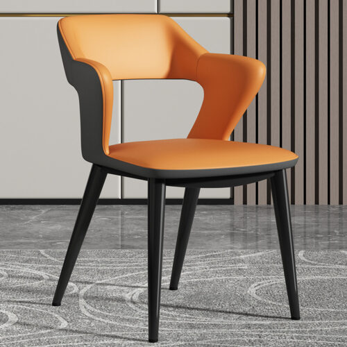 Italian Minimalist Two-tone Upholstered Dining Chair Hollow Cutout Back Armchair for Dining Room and Commercial Use - Meta...