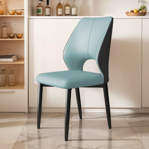 Modern Minimalist Metal  Dining Chair, Comfortable Upholstered pu Leather - Metal dining chair - QONKA HOME
