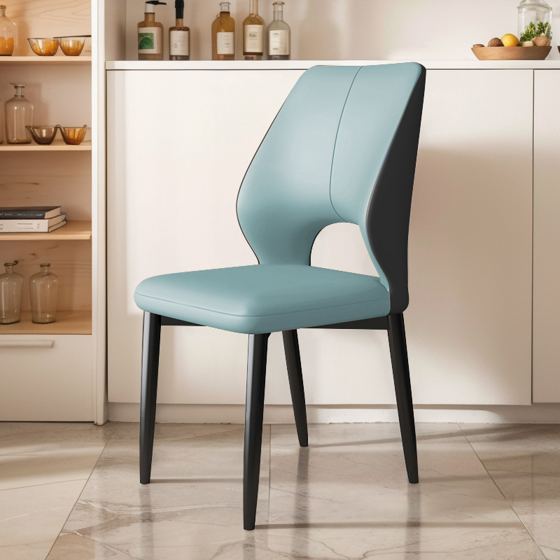 Modern Minimalist Metal  Dining Chair, Comfortable Upholstered pu Leather