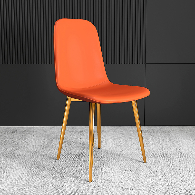 pu Leather Dining Chair, Modern Side Chair With Black Legs Gold Tip, Luxury Restaurant Home Dining Room
