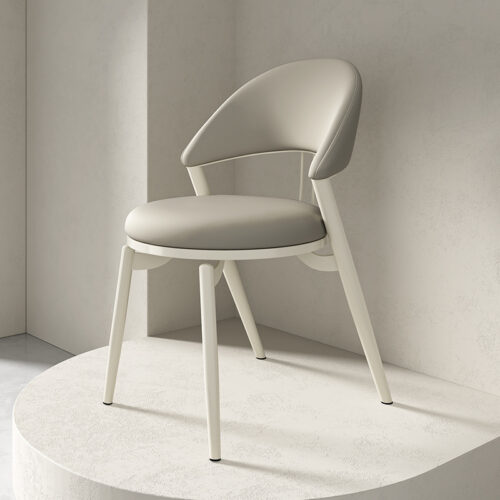 Italian Style Luxury Leather Dining Chair With Metal Legs - Metal dining chair - QONKA HOME