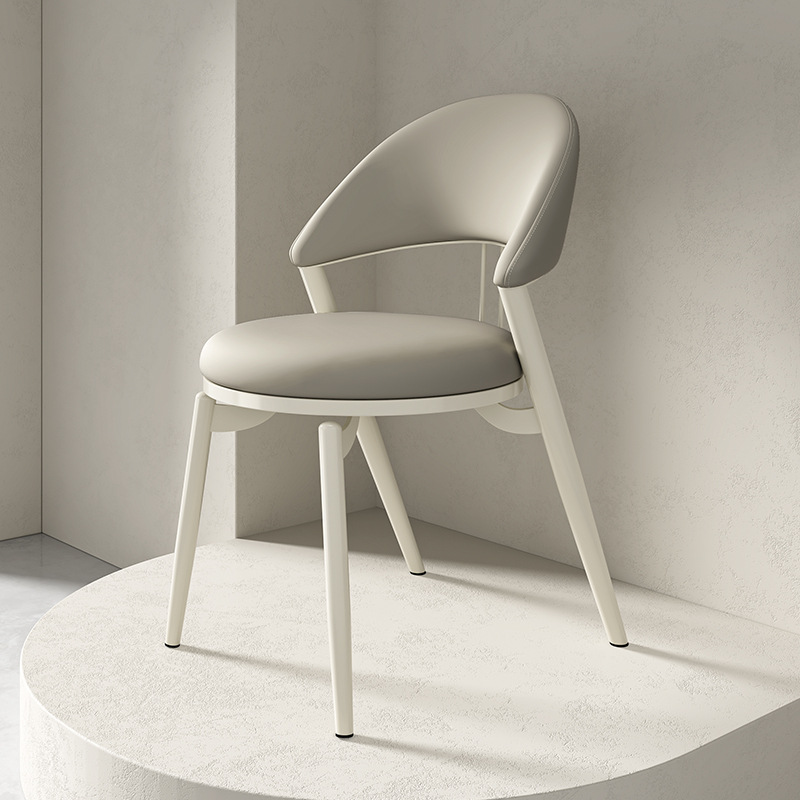 Italian Style Luxury Leather Dining Chair With Metal Legs