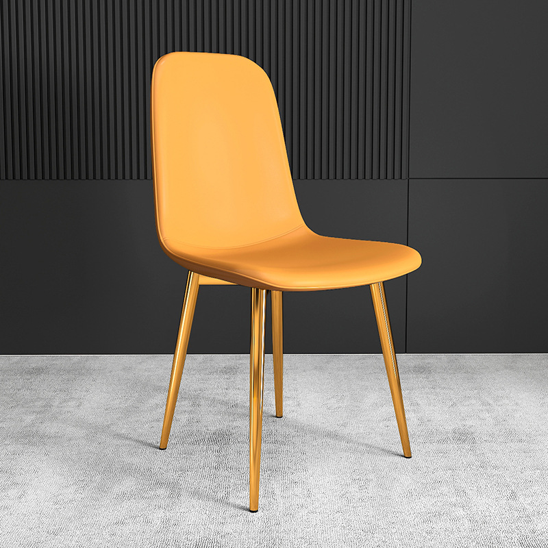 pu Leather Dining Chair, Modern Side Chair With Black Legs Gold Tip, Luxury Restaurant Home Dining Room
