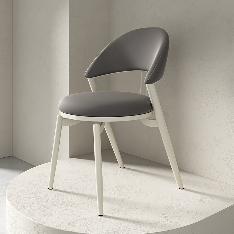 Italian Style Luxury Leather Dining Chair With Metal Legs