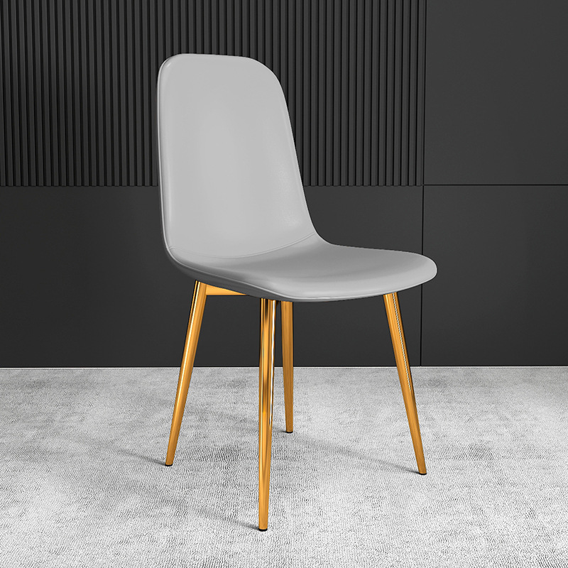 pu Leather Dining Chair, Modern Side Chair With Black Legs Gold Tip, Luxury Restaurant Home Dining Room